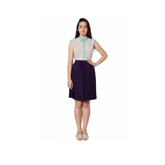 American Apparel - Dark Blue Pleated Midi Skirt - Picture 3 of 8